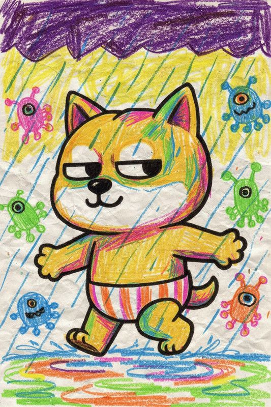 旺柴社区创作 - 雨中欢乐